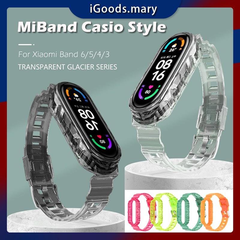 Xiaomi Mi Band Sports Silicone Strap Miband 3/4/5/6 Colorful Transparent Soft TPU Wristband