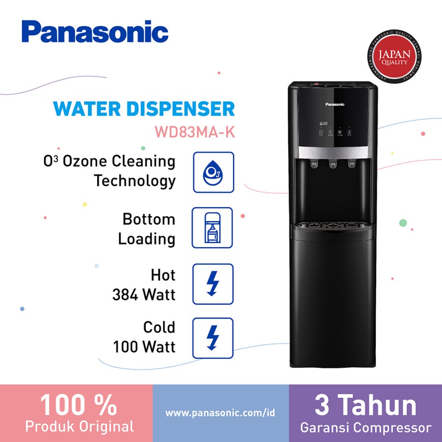 Panasonic NYWDB83MAK Water Dispenser Bottom loading Dispenser Air Galon