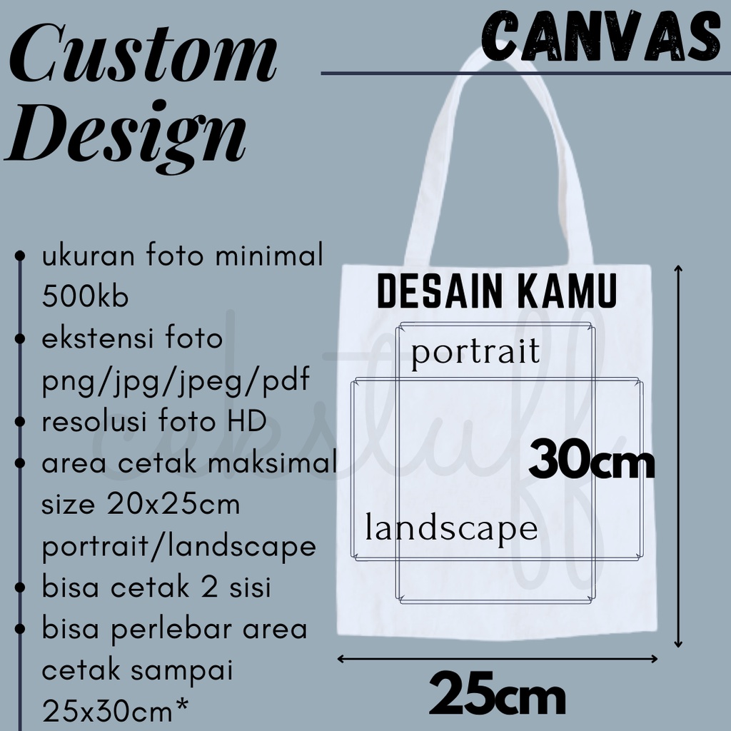 (25x30) CUSTOM TOTEBAG KANVAS SATUAN MURAH CUSTOM TOTEBAG SEKOLAH / TOTEBAG KULIAH / TAS KULIAH / TAS SEKOLAH