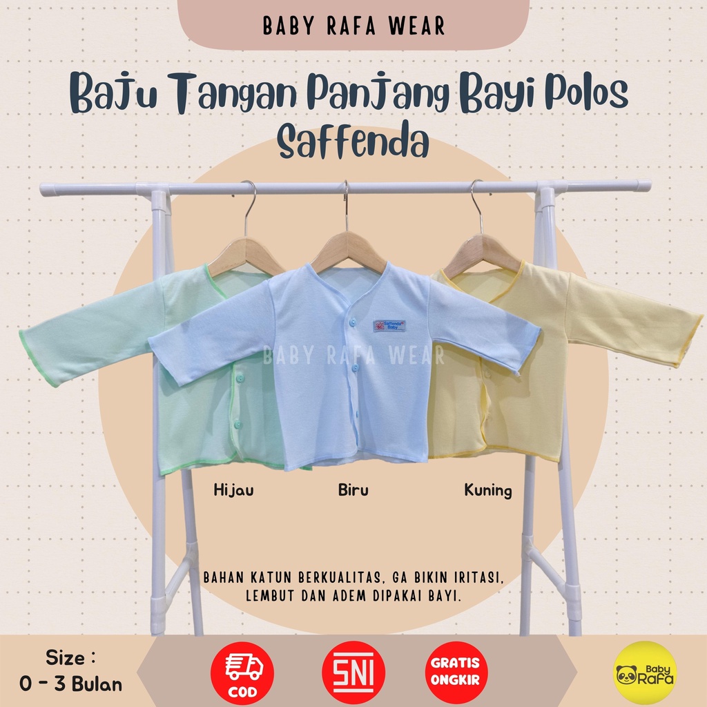 Baju Bayi Tangan Panjang Polos size S merk SNI Saffenda