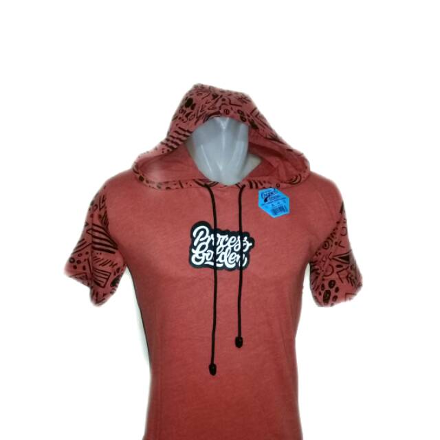 Pakaian pria baju kaos Hoodied tshirt merah bata Distro premium