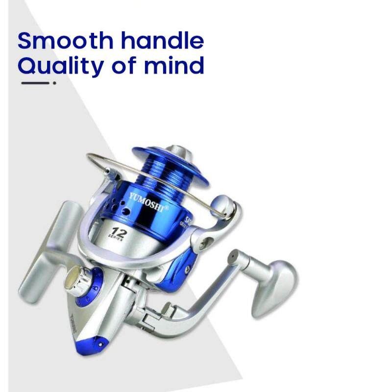 Reel Pancing YUMOSHI SA1000 SA2000 SA3000 SA4000 SA5000 SA6000 SA7000 12 Ball Bearing Spining Fishing Reel 5.5:1 Gear Ratio Gulungan Penggulung