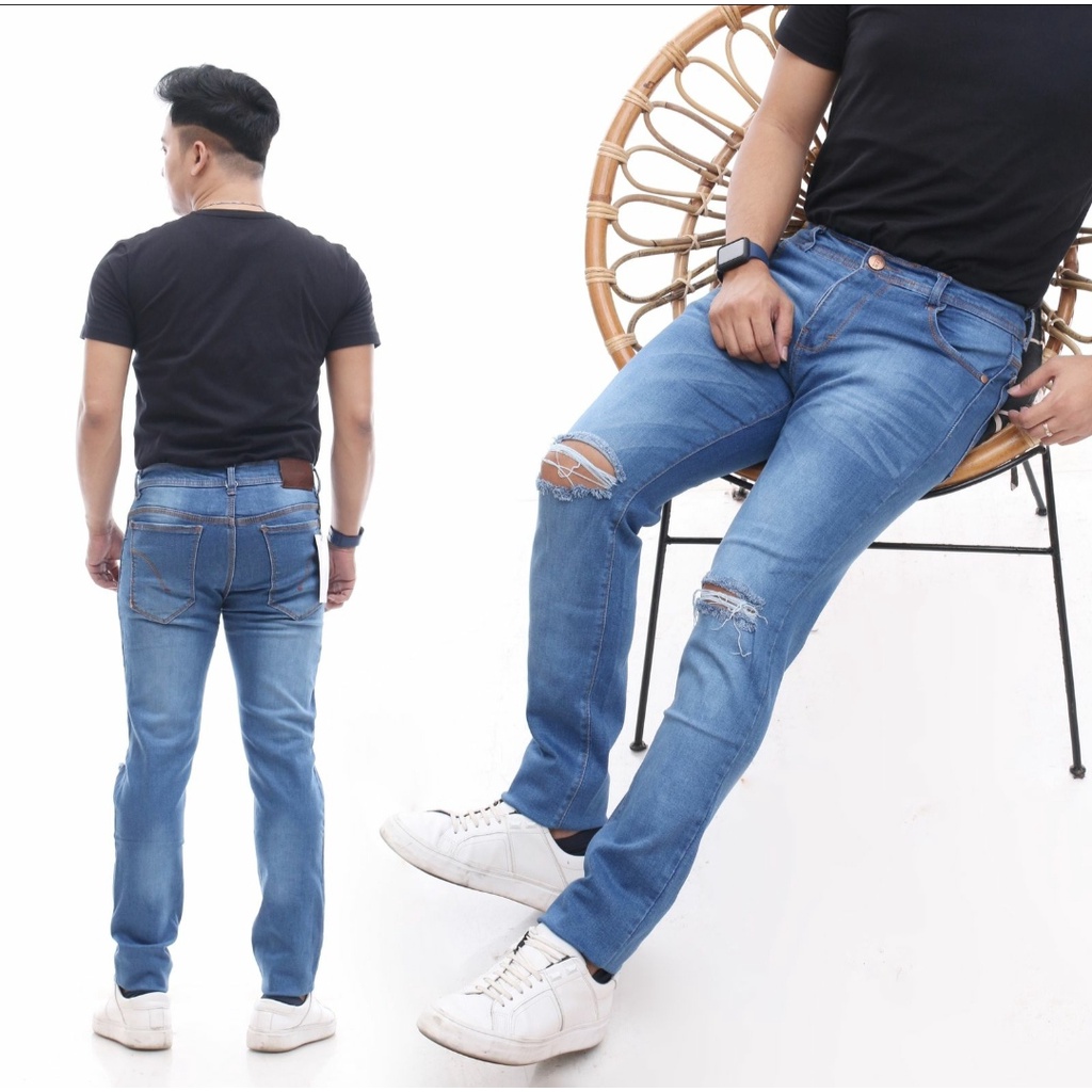 Celana Jeans Pria Celana Jeans Sobek Celana Jeans Skinny Celana Jeans Strech