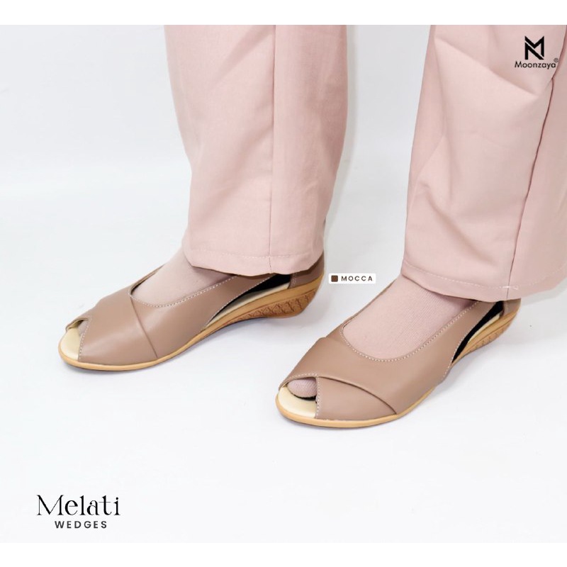 MELATI WEDGES BY MOONZAYA - WEDGES CANTIK BAHAN PU LEATHER PREMIUM PREMIUM NYAMAN DIPAKAI