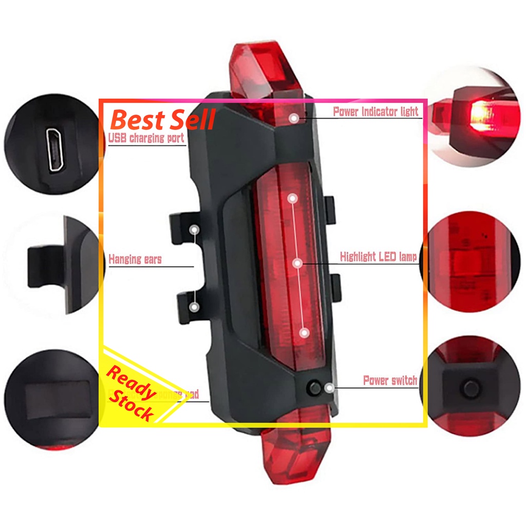 Bicycle Tail Light LED Bike Rear Back Lamp Waterproof Safe Night Riding