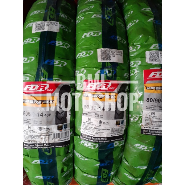 Ban FDR Tubeless 80/90-14 Spartax Free Pentil Ban Matic Ring 14 Honda Yamaha Suzuki