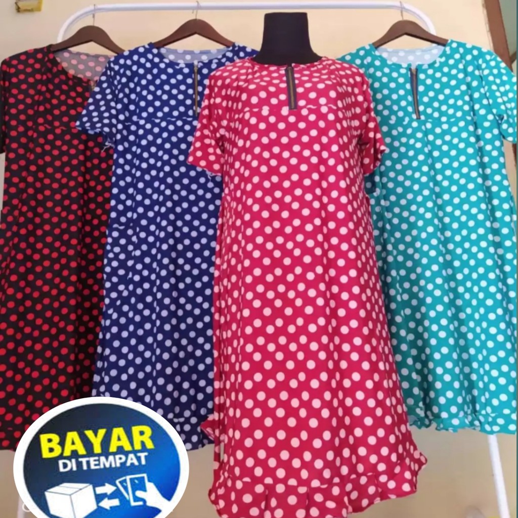 DASTER HOME DRESS SANTAI MOTIF FOLKA DOT