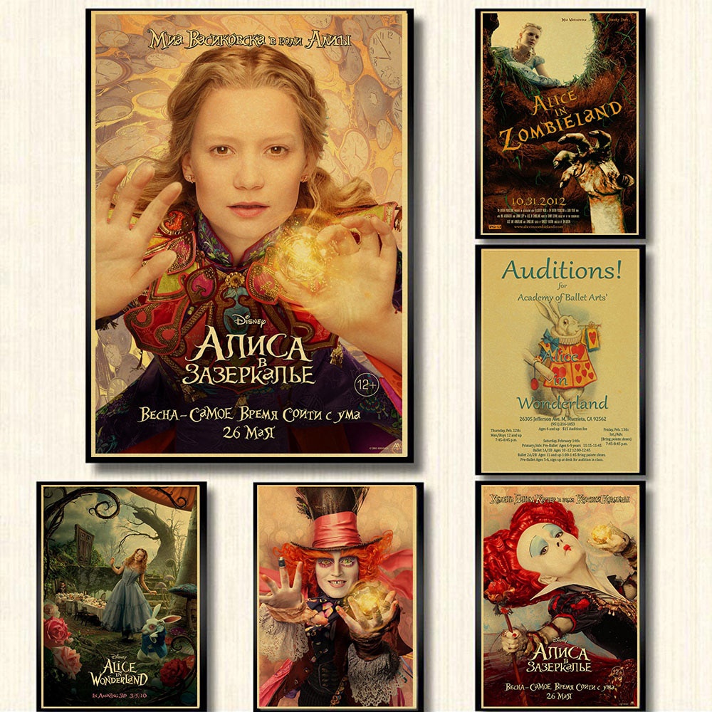 Poster Stiker Dinding Film Alice In Wonderland Gaya Retro Vintage Untuk Dekorasi Rumah