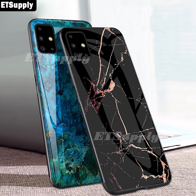 Etsupply Untuk Samsung Galaxy A51 A71 Fashion Case Soft Tempered Glass Marble Silicone Casca