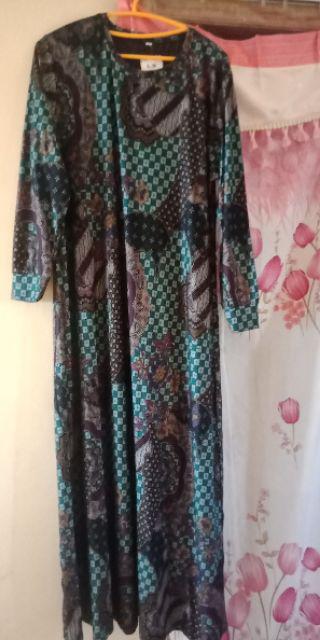 Larissa Maxy Original By Nuha Murah Gamis Syari Calvin Jeans Motif Batik Cantik (tebal Melar)