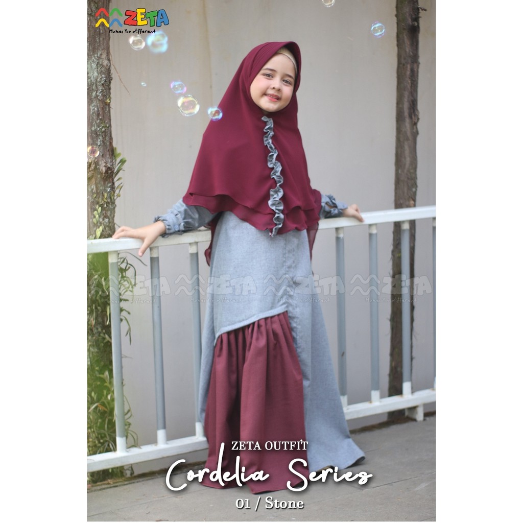 Gamis Syari Anak Katun Madina Cordelia Series Stone Zeta Outfit usia 2-3 tahun