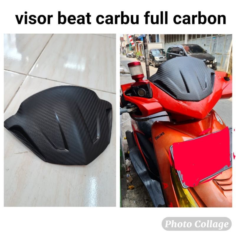 Visor beat Karbu karbon free double tape, winsil beat karbu bahan plastik tebal kuat