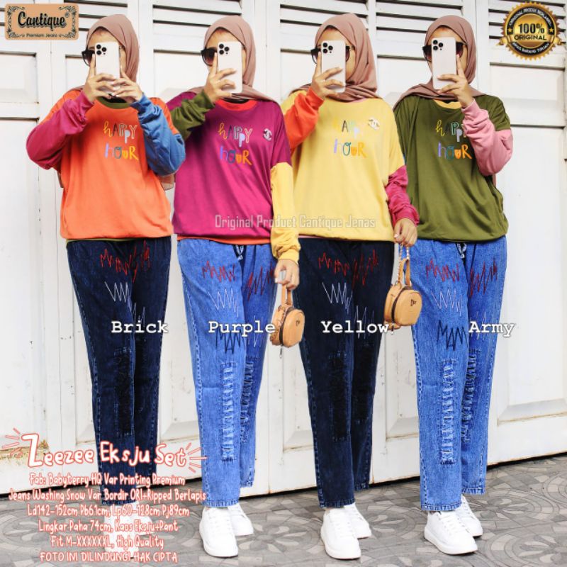 Zeezee Eksju Set by Cantique / Setelan Jeans Premium