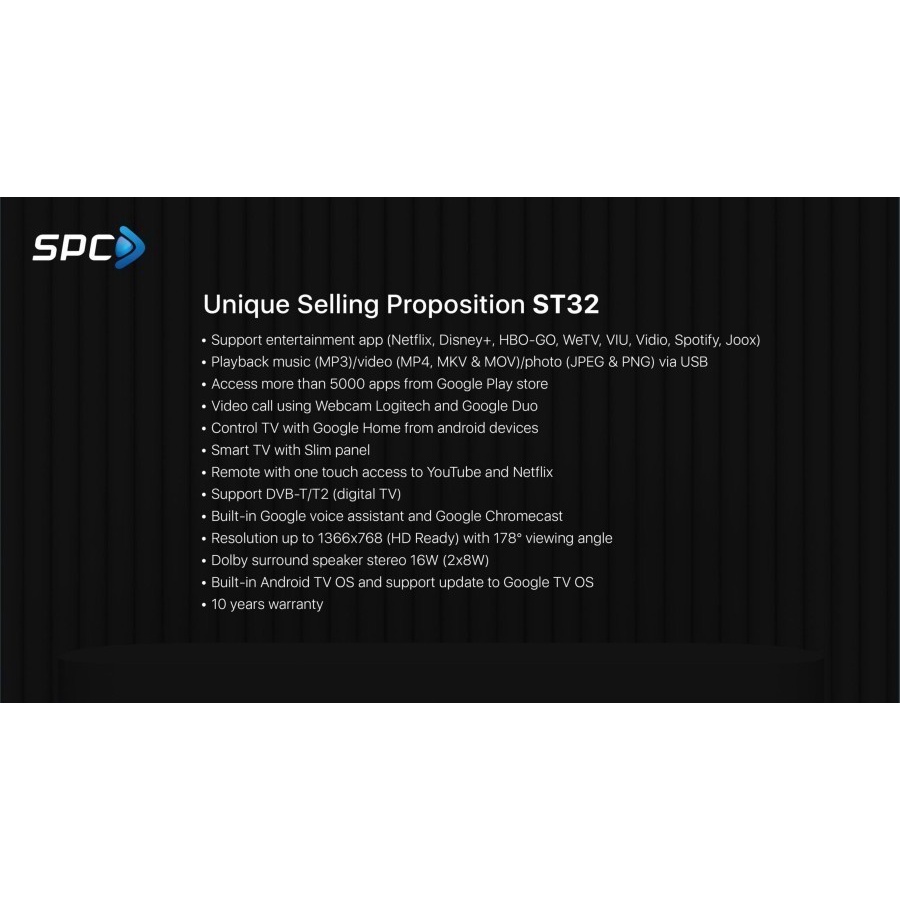 LED SMART TV SPC ST32 32 Inch HD HDMI - SPC Smart TV Android 9.0