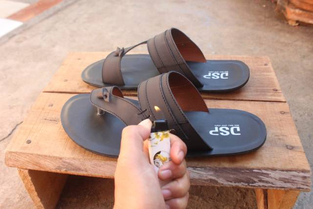 sandal capit bahan kulit asli