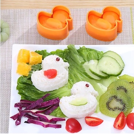 Cetakan Bento Bekal Nasi Anak Bentuk Bebek Mini Cetakan Roti Sandwich Mold Cetakan Nasi Roti Karakter Lucu Bahan Plastik