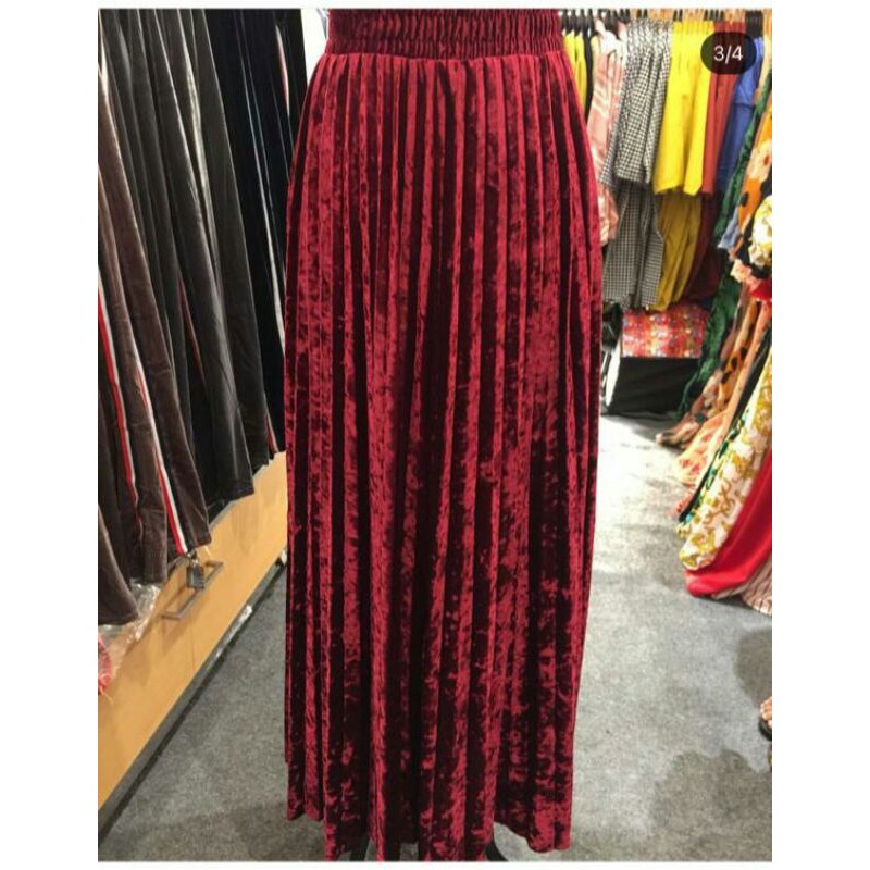 ROK PLISKET VELVET BLUDRU IMPORT BANGKOK ORI