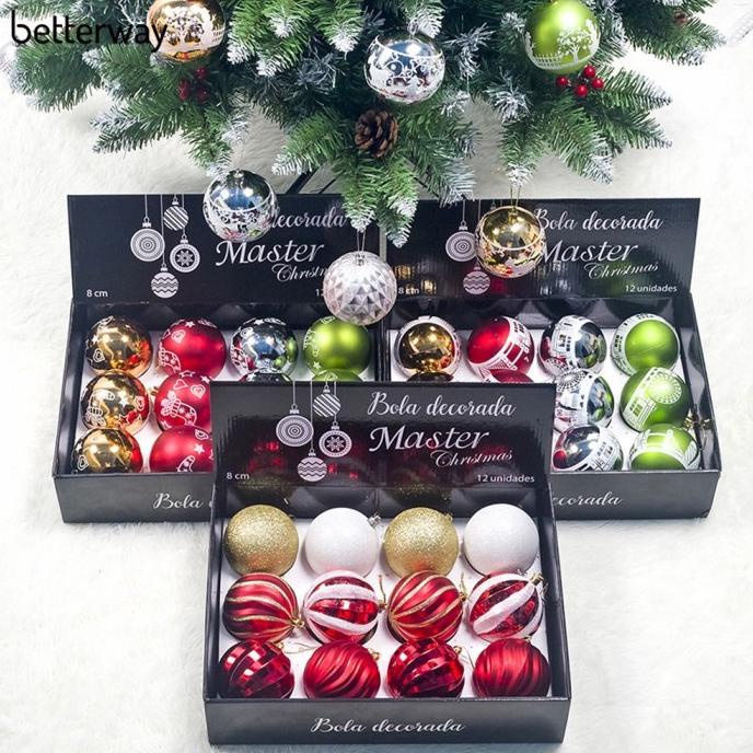 

12PCS HIASAN GANTUNG BOLA GLITTER UNTUK DEKORASI POHON NATAL GJNH6123V