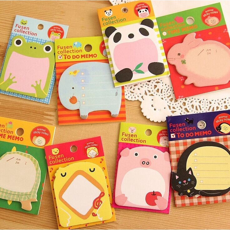 Sticky Note / Memo Pad Motif Kartun Hewan Untuk Stationery Sekolah / Kantor