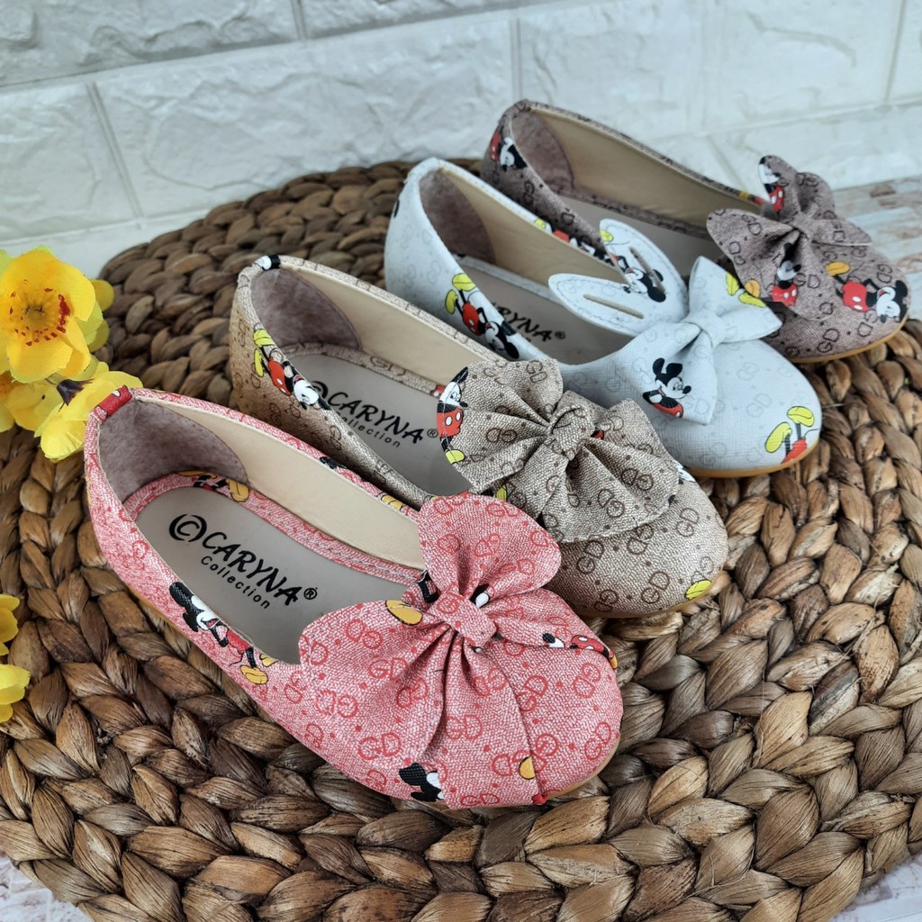 [TAMAN SEPATUKU] SEPATU TRENDY MURAH PESTA FLATSHOES LUCU  ANAK PEREMPUAN MICKEY 3 4 5 6 TAHUN IAX01