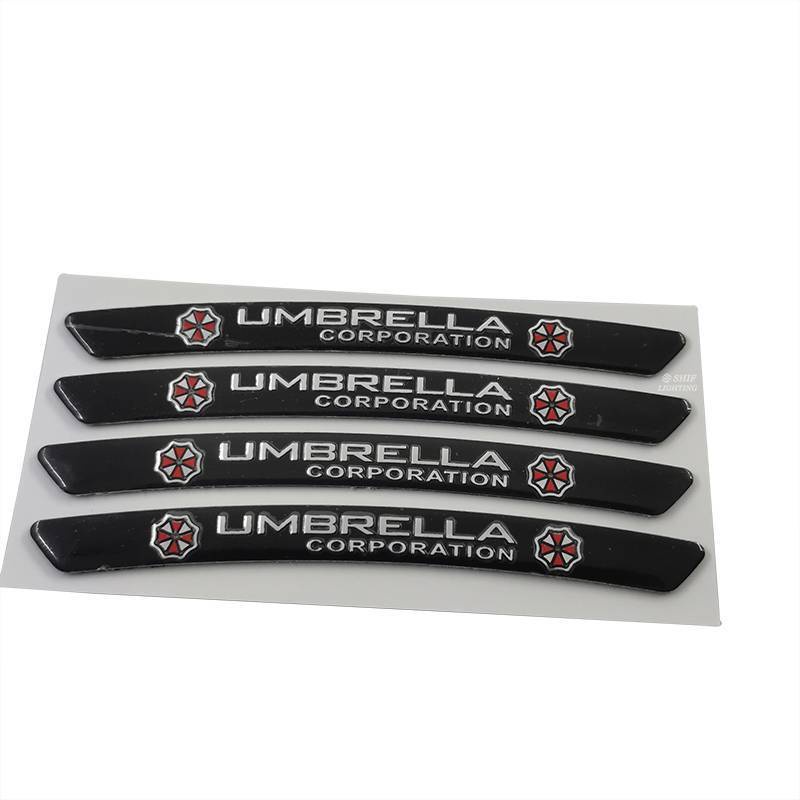 4pcs Stiker Emblem Logo Umbrella Corporation Bahan Aluminum Untuk Velg Mobil