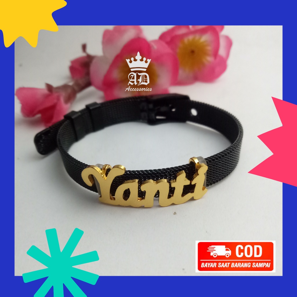 Gelang Nama Titanium Gelang nama gelang titanium wanita