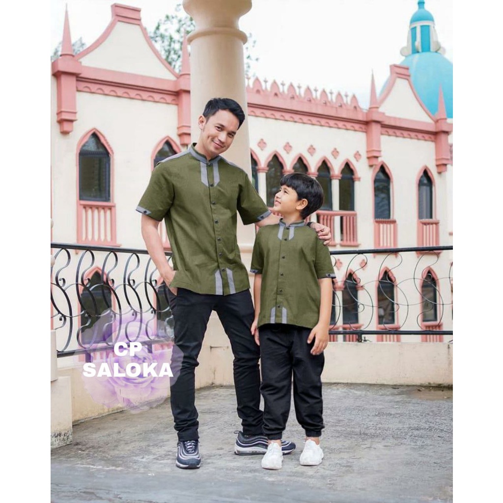 COUPLE SALOKA BAJU KOKO FASHION AYAH ANAK SEPASANG / ATASAN PAKAIAN MUSLIM TERLARIS