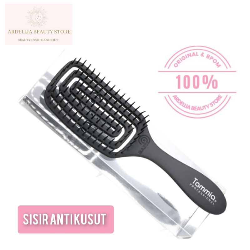 Sisir Tammia x Maze WFB-005 S Anti Kusut Detangling Brush Black paddle wonder flex