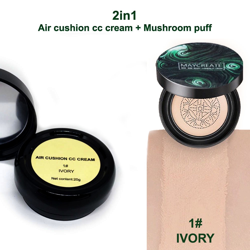 MAYCREATE 0059 Waterproof Mushroom Head Air CC Cream Moisturizing Air Cushion BB Cream Original 2IN1/maycreaateofficial