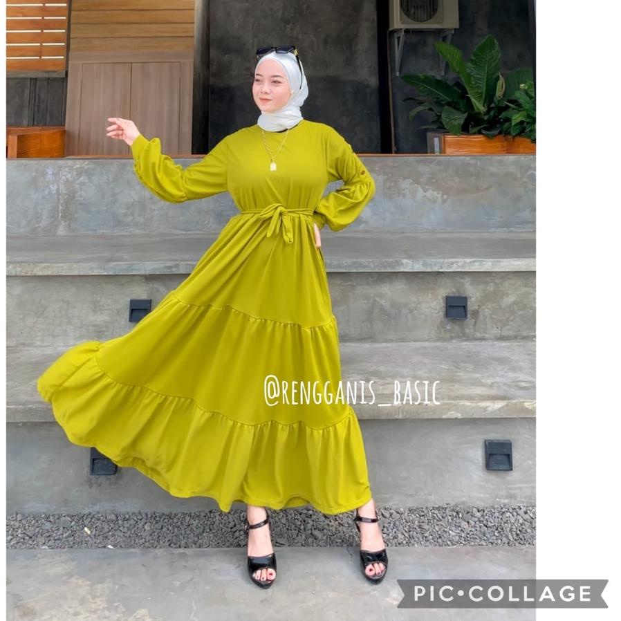 Terbaru - gamis susun Brenda maxi / dress / seragam pengajian muslim syari maxy payung flare big siz
