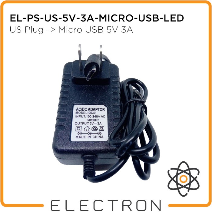 EL-PS-US-5V-3A-MICRO-USB-LED Power Supply Adaptor Charger DC 5 V 3A