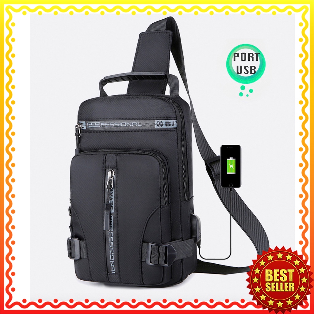 WYK00 Tas Selempang Ransel New Model Port USB Waterproof Staye Profesional Impor TKM