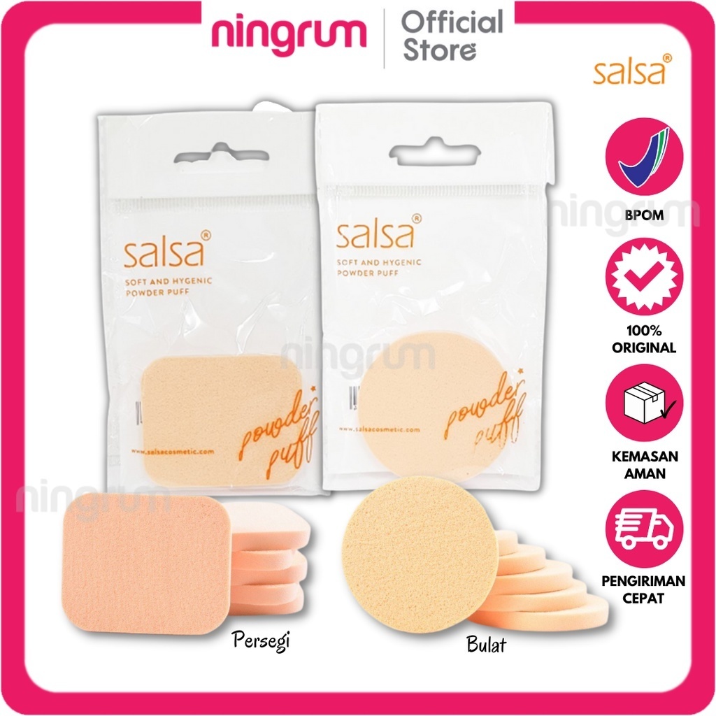 Ningrum - Sponge Bedak Salsa Sponge Bedak Bulat Bentuk Persegi Spons Tepuk Bedak Spon Bedak - 5404