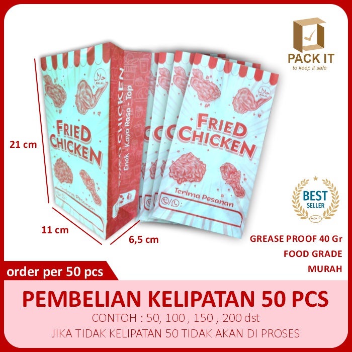 Jual Paperbag Fried Chicken / Kemasan Ayam Goreng / Kantong Ayam Cetak