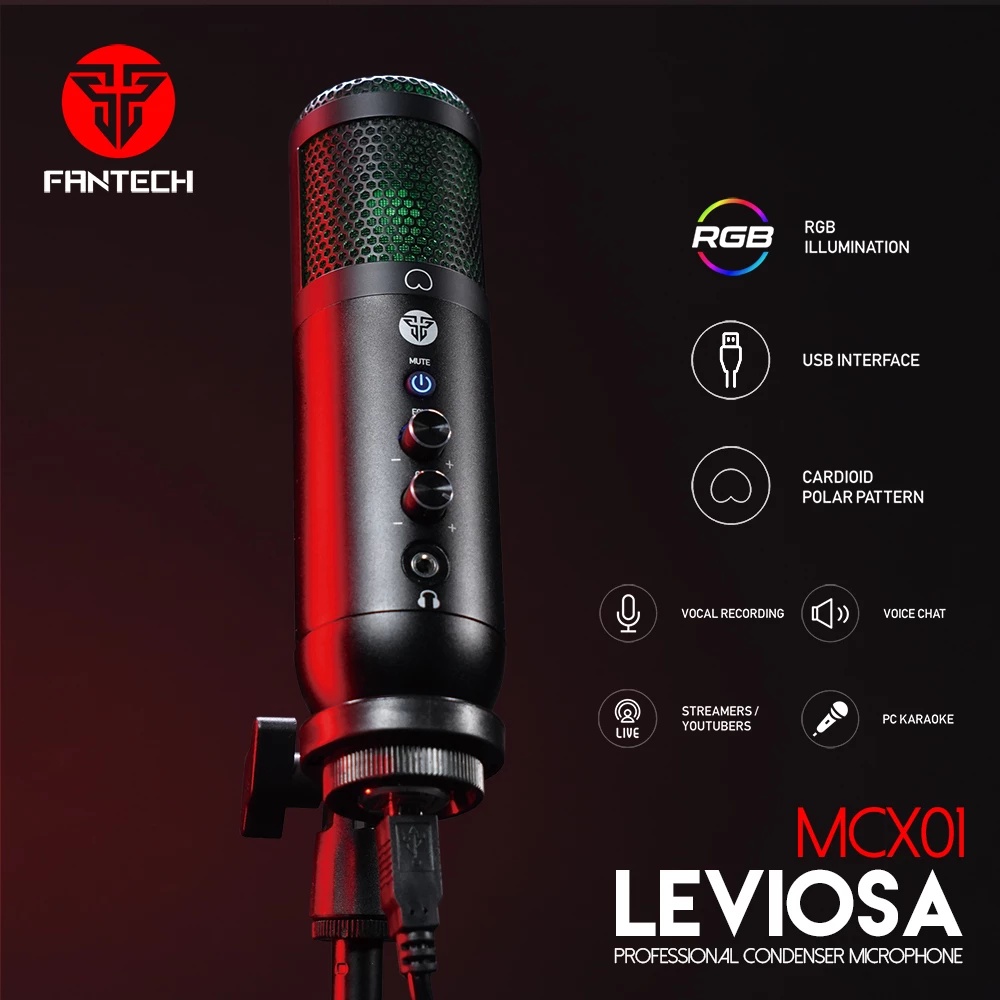 Fantech Leviosa MCX01 Professional USB Microphone Condenser RGB Light