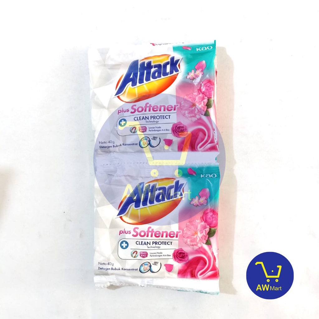 ATTACK PLUS SOFTENER RENCENG (ISI 6 SACHET X 40 GRAM) - DETERJEN BUBUK ATTACK