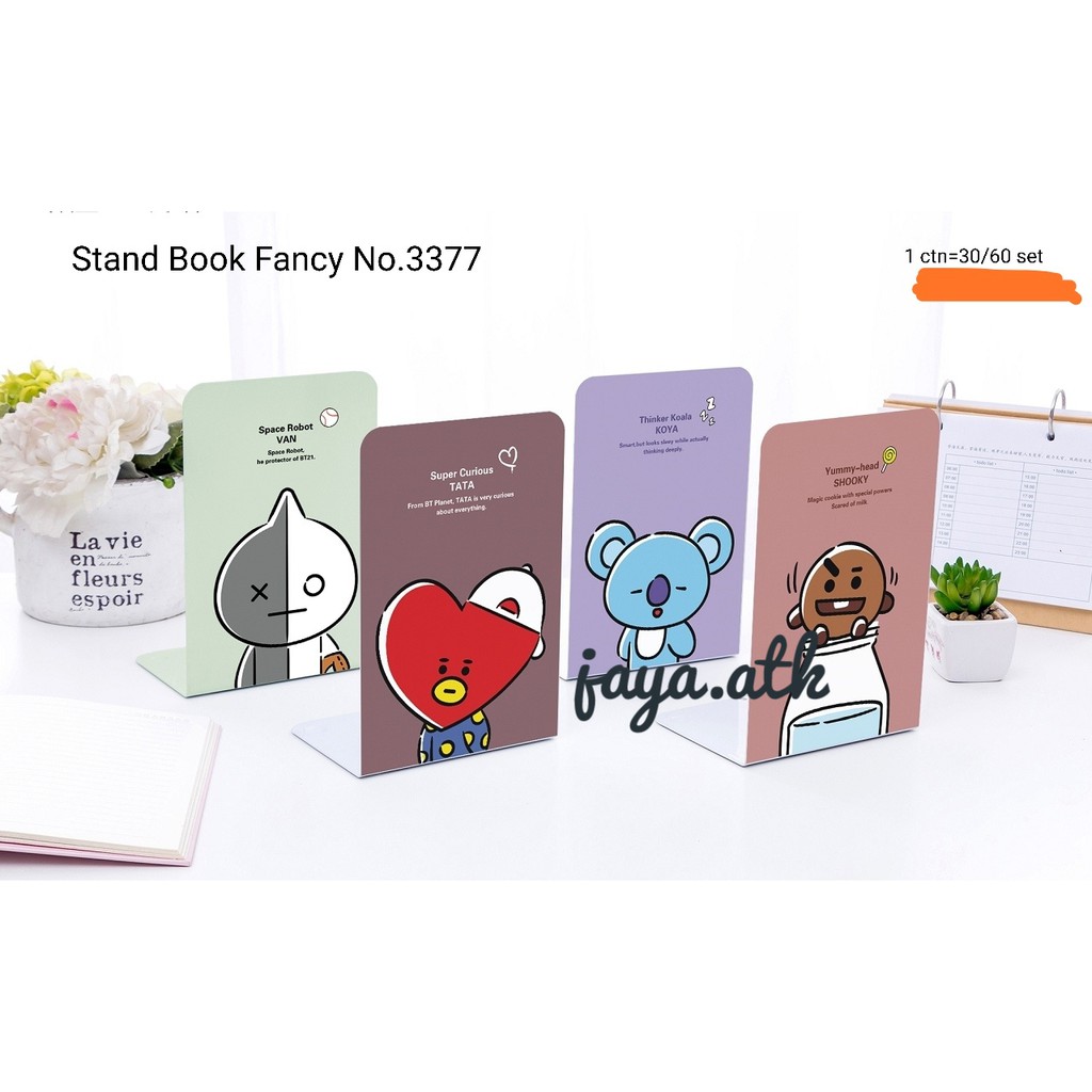 BOOK END PEMBATAS BUKU BESI LUCU FANCY KARAKTER MAGAZINE HOLDER PENYANGGA BUKU