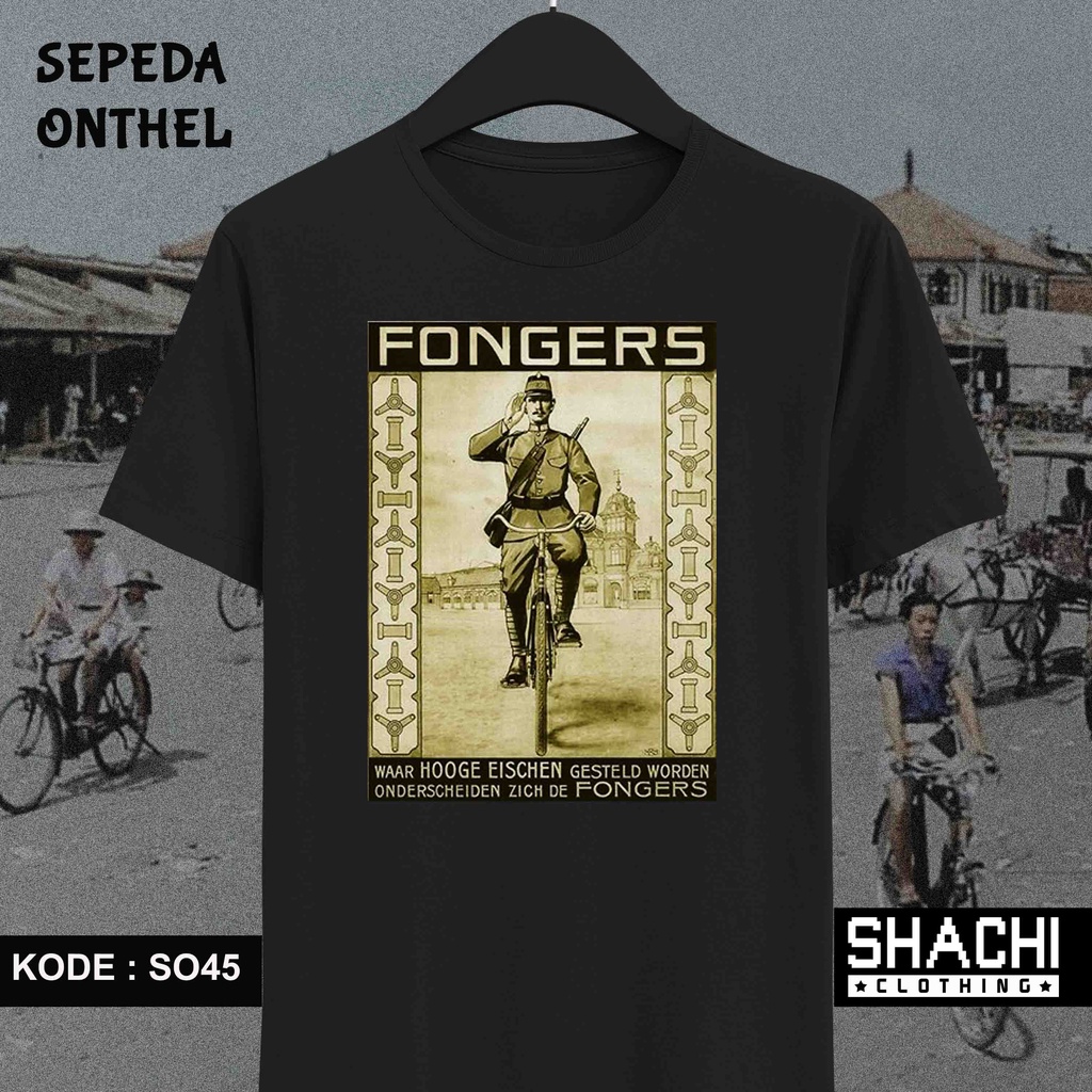 T Shirt Kaos Sepeda Onthel Ontel  - FONGERS  - SO45 / 46 -  Premium Cotton Combed 24S