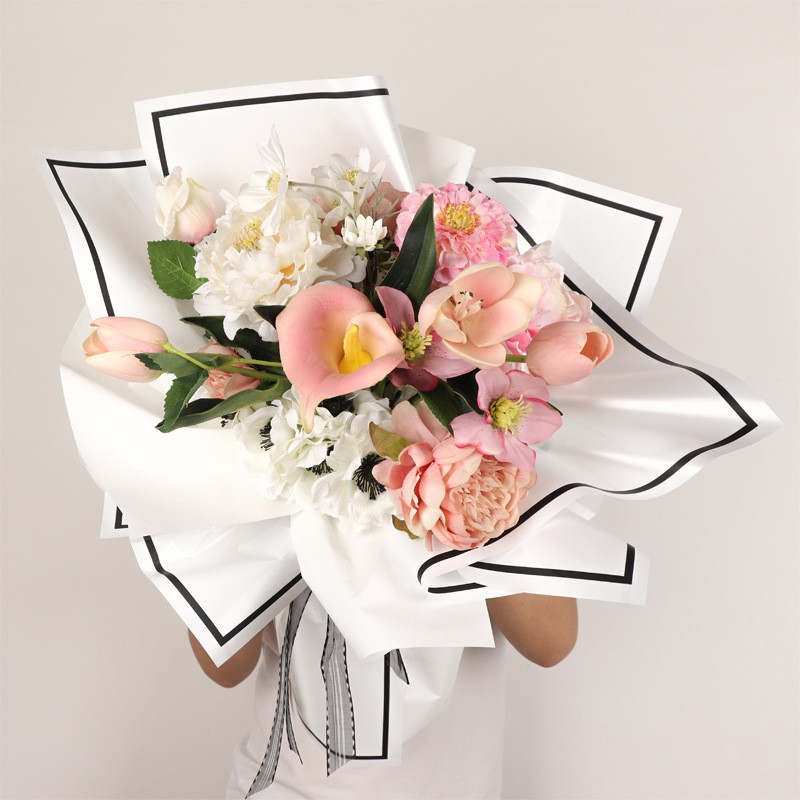 FLOWER WRAPPING “BLACK &amp; WHITE” (ECER) CELLOPHANE KERTAS BUNGA HAND BOUQUET WATERPROOF