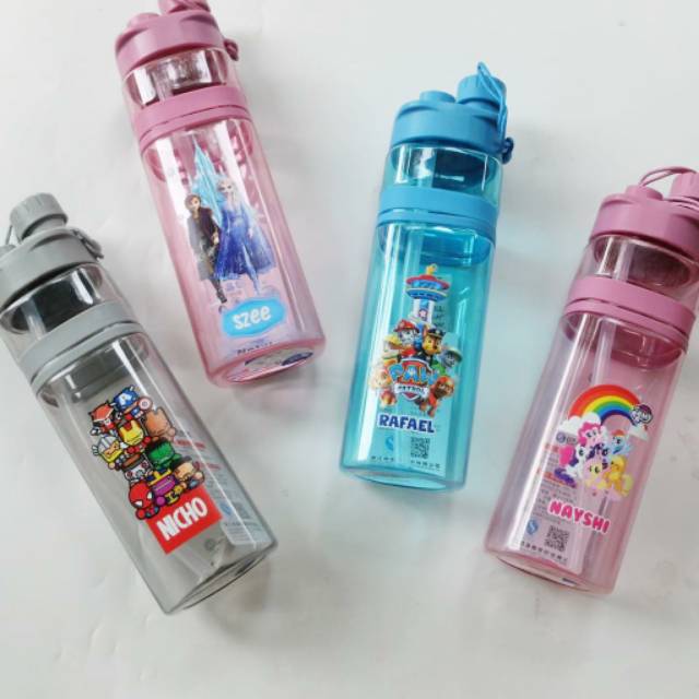 Botol Minum CUSTOM  2in1 700 ML anak kado souvenir ultah Bisa Request Gambar kasih nama Murah