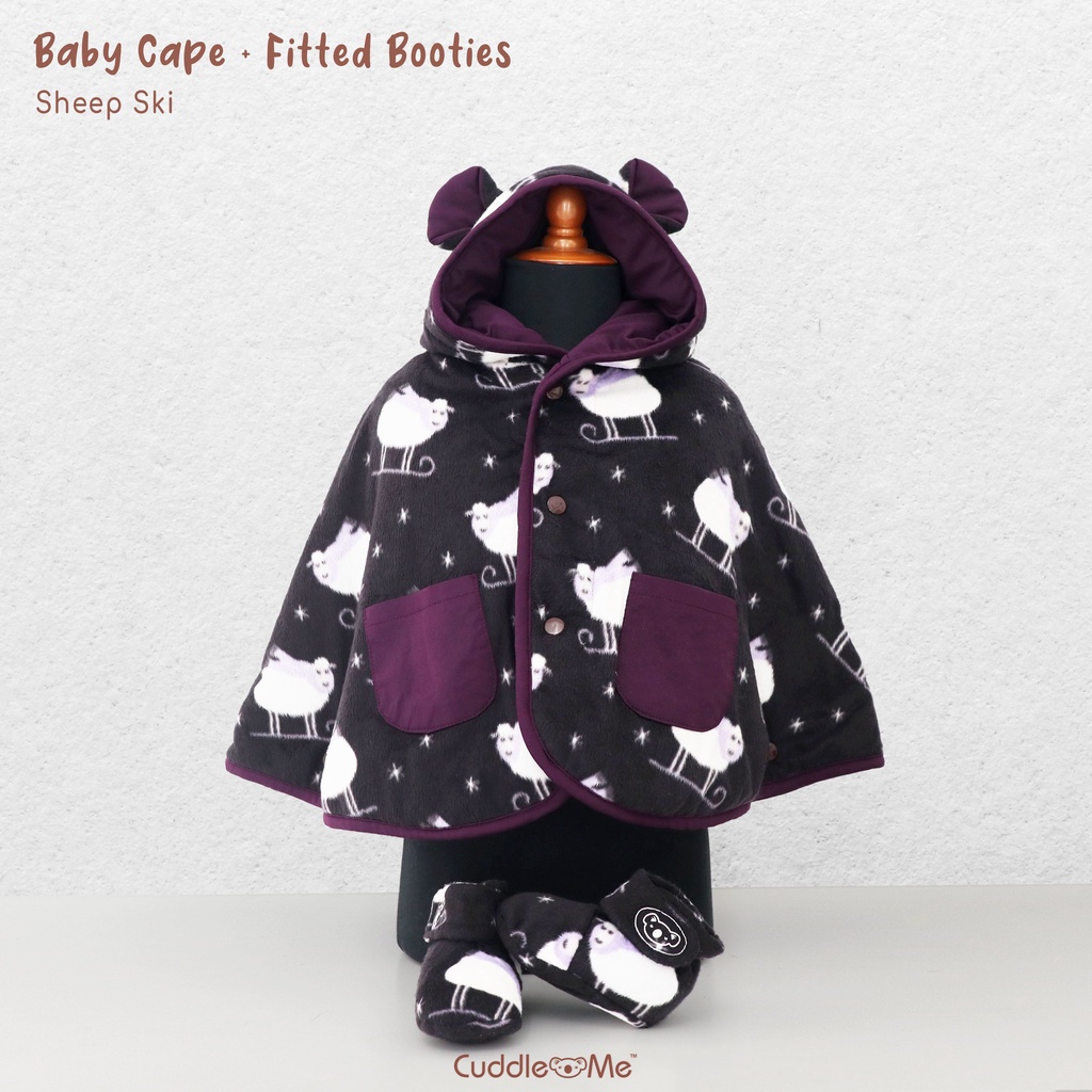 1 SET CUDDLEME Babycape &amp; Fitted Booties Motif Sama Jaket dan Sepatu Bayi Baby Gift Set Kado Kelahiran Bayi