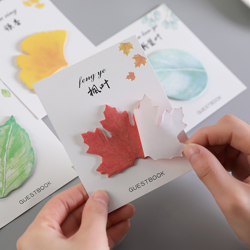 Leaves Sticky Note for Student Message Notepad Leaf Sticky Note Paper Plant Memo Pads