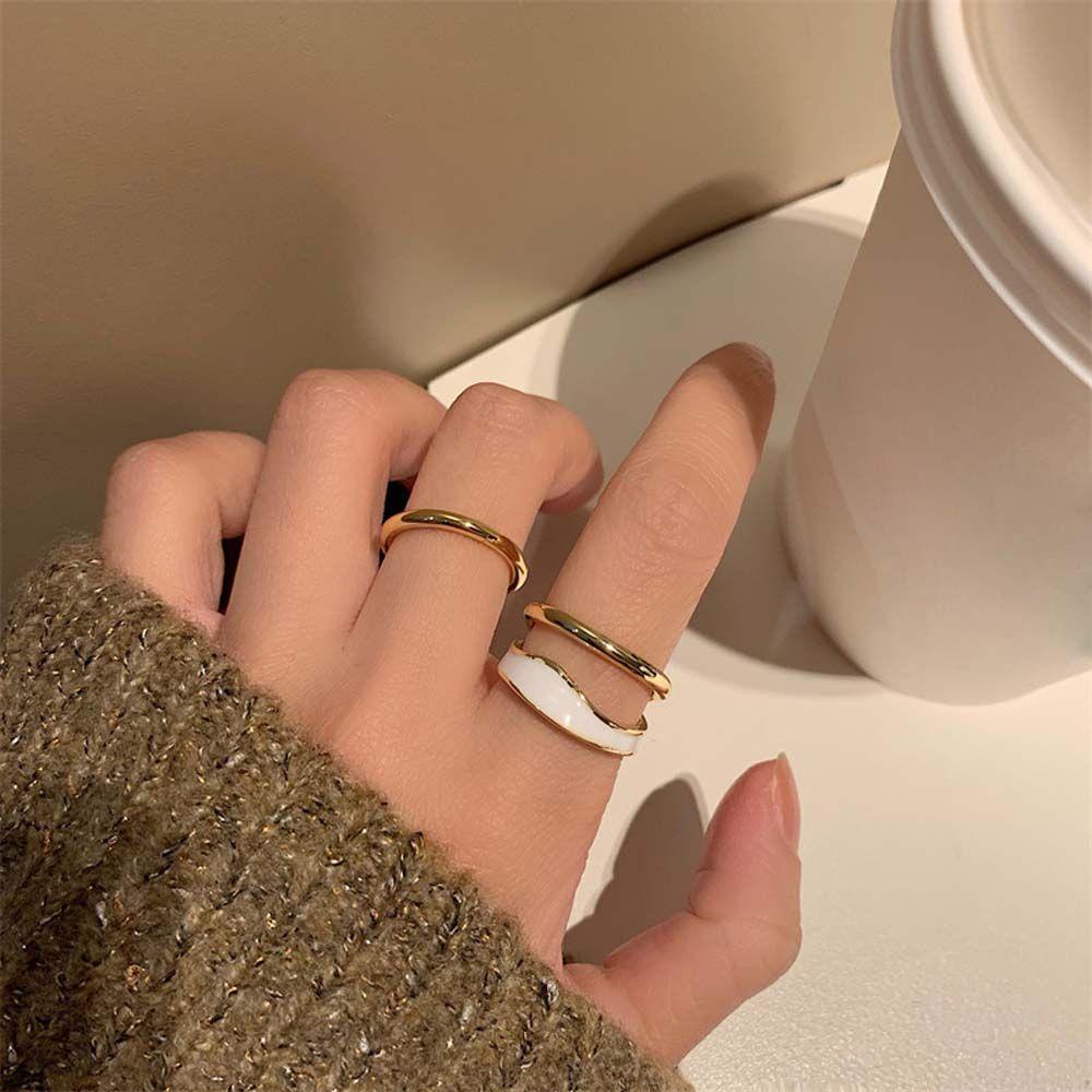 Mxbeauty Open Rings Set 2pcs/Set Retro Menetes Minyak Hadiah Hari Valentine Classic Alloy Knuckle Ring