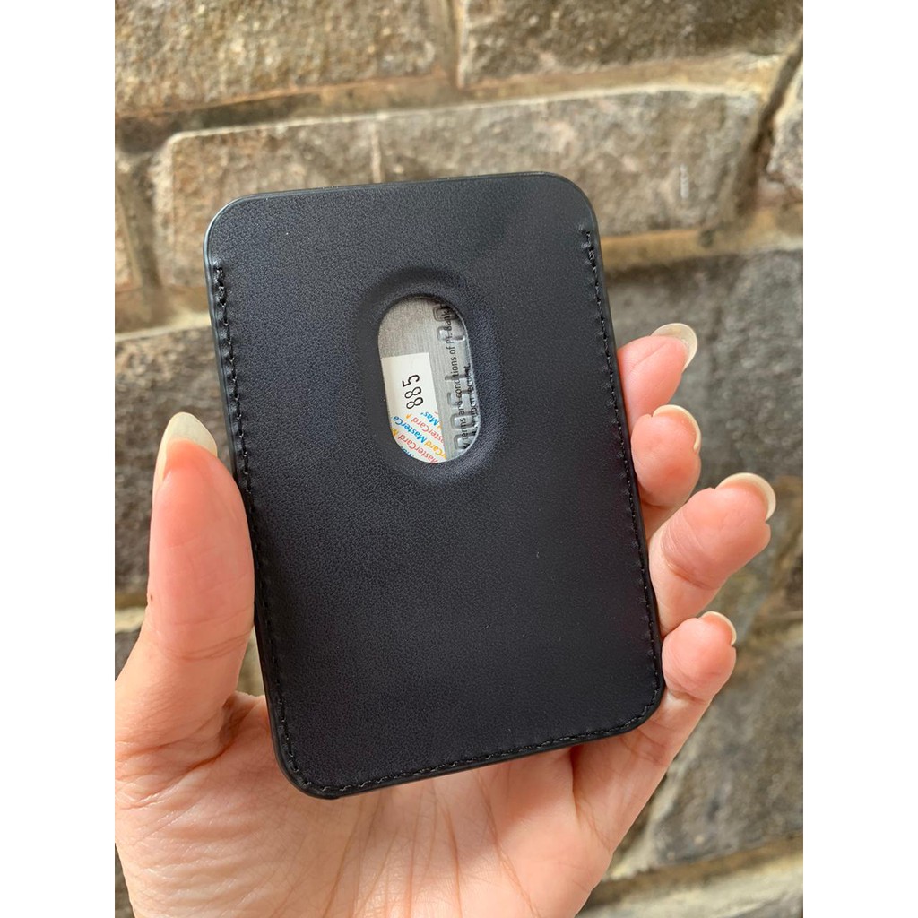 Magsafe Wallet iphone 12 leather custom tempat kartu magnet bahan kulit personalised nama