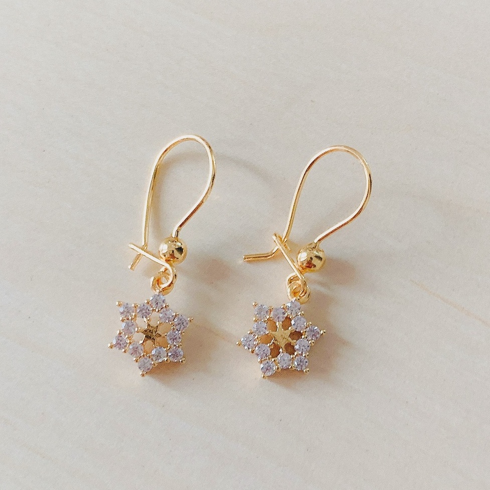 Anting Wanita BIntang Enam Ring Zirconia Gold Xuping