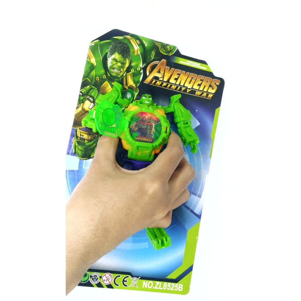 New Item! JAM TANGAN ANAK LAKI LAKI ROBOT AVENGERS HULK DIGITAL LAMPU MURAH Baru!