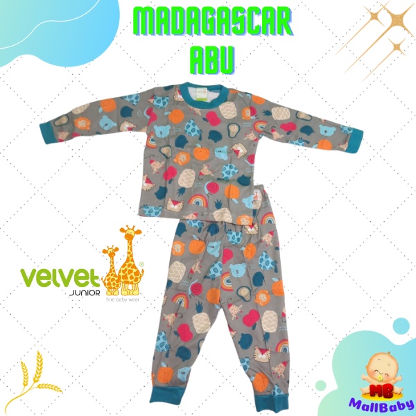 Velvet Junior Big Size Baju Tidur Piyama Velvet Ukuran 2345678910 Lengan Panjang Anak Laki Laki Perempuan Unisex