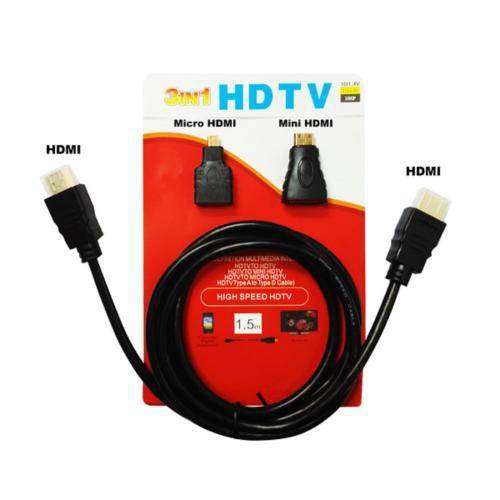 Kabel hdtv to hdtv 1.5m 4k 2k with connector gender Mini micro hdtv 3in1 - Cable hdtv 3 in 1