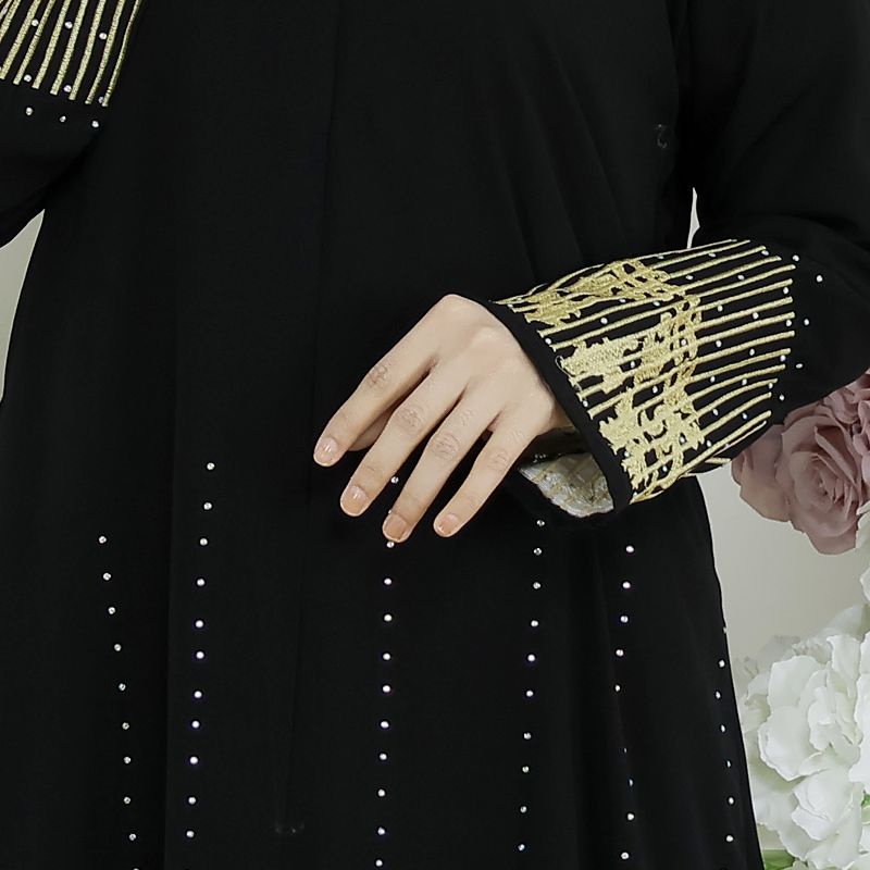 Gallery Exclusive Abaya Hitam Gamis Bordir Turkey Mumbai Gold Busui