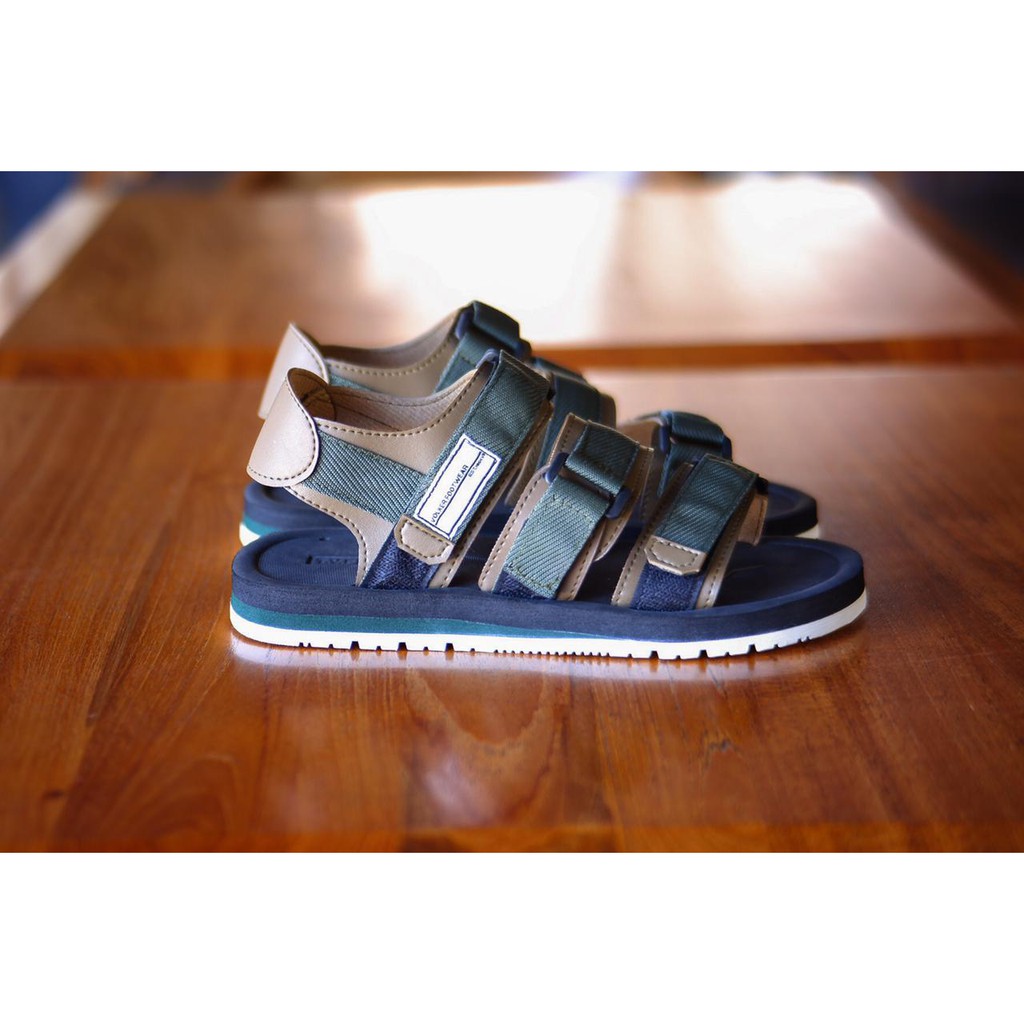 SANDAL KASUAL PRIA WANITA VOLKERFOOTWEAR STRAP 3 VLK ARMY CREAM BLACKSOLE